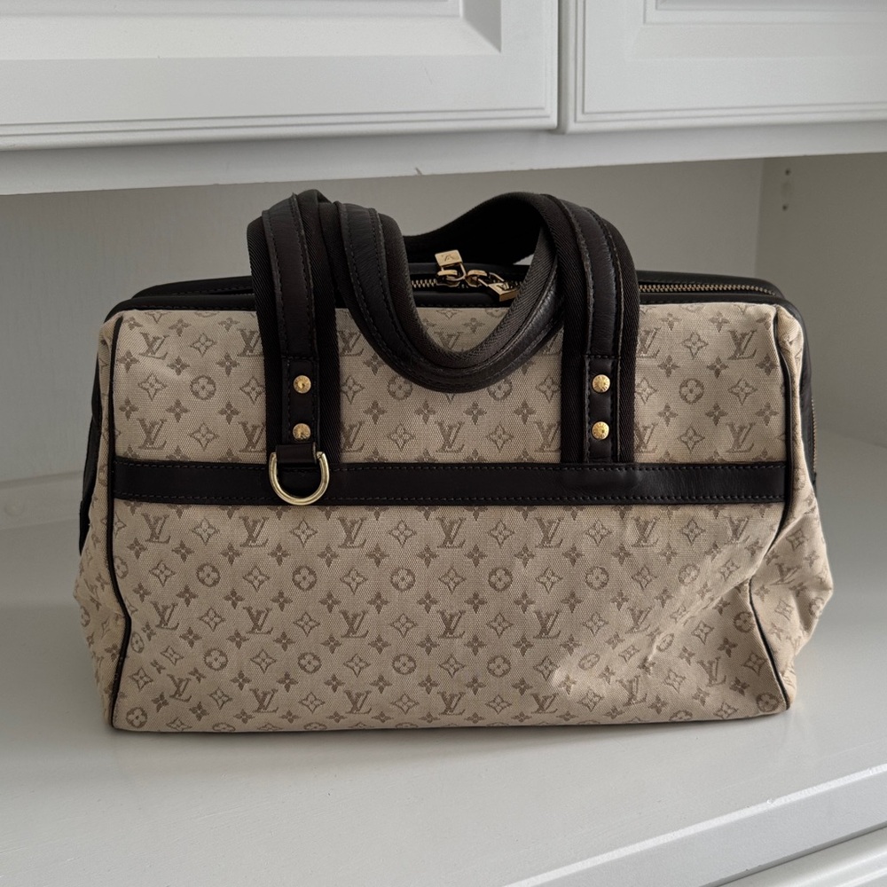 Louis Vuitton Beige and Dark Brown Duffel Bag Mini Lin